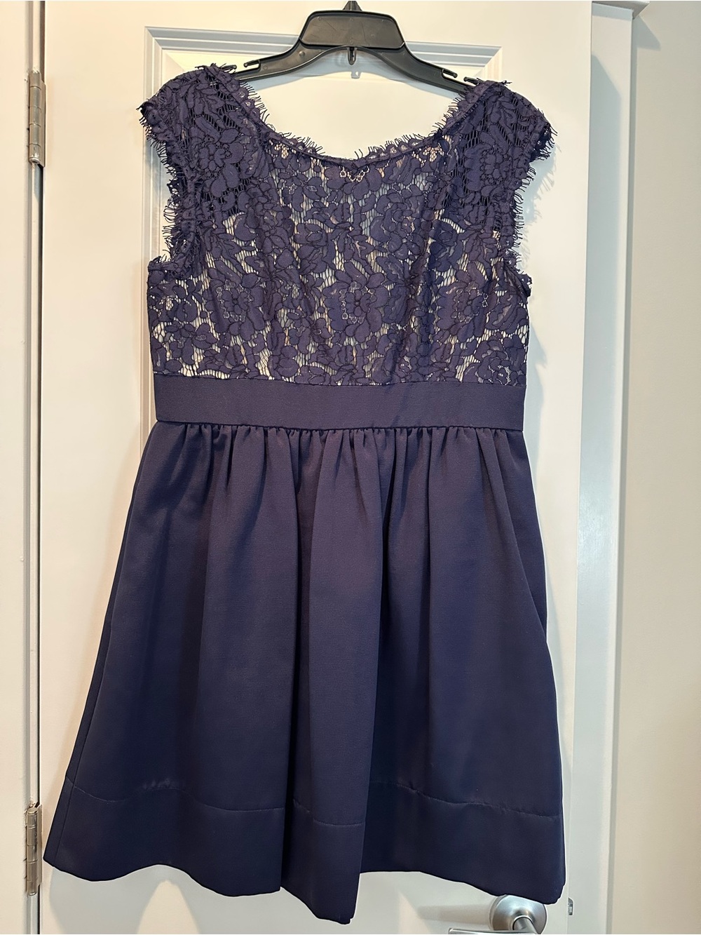 Eliza J Navy Lace Bodice Cocktail Dress